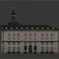 Classical Historic Building Exterior With Green Roof Arched Windows Multiple Floors And Symmetrical Design
