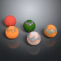 Colorful Wood Stone Material Spheres With Various Textures And Round Shapes