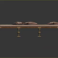 Massage Bed With Red And White Striped Cushions Wooden Frame Metal Legs Detailed View