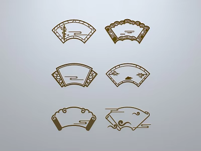 Chinese-style window grilles line silhouette pane window sill border engraved window edge strip construction 3d model