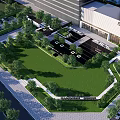Modern Garden Landscape Design With Green Grass Lawn And Surrounding Trees