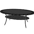 Black Mesh Design Coffee Table With Two Tier Structure And Metal Legs 3d model