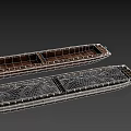 Old Rusted Metal Boats With Gray Padding Inside On Dark Background 3d model