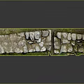 Wood And Stone Decorative Blocks With Moss Covered Split Parts Design Elements