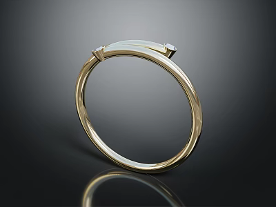 Sleek Gold Ring Jewelry With Minimalist Design And Sparkling Diamond Accent 3d model