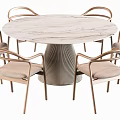 Modern Dining Table Set With Upholstered Chairs And Textured Wooden Legs