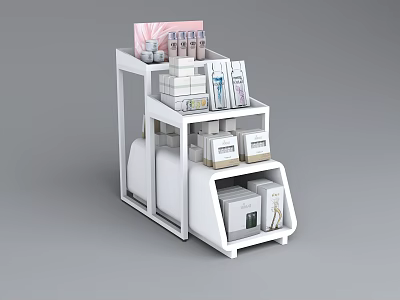 White Modern Multi tiered Display Shelf For Organized Cosmetics Products Storage 3d model