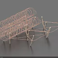 Building Exterior Wall with Coiled Barbed Wire and Metal Supports for Security Protection