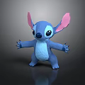 Blue 3D Cartoon Character With Big Pink Ears Standing In Friendly Pose