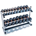 Sturdy Multi Tiered Metal Dumbbell Rack For Home Gym Black Copper Dumbbells