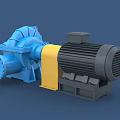 Industrial Equipment With Blue Pump Unit Grey Motor And Yellow Coupling Base