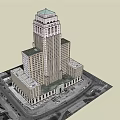 Classical Style Tall Office Building With Ornate Top And Symmetrical Exterior Design