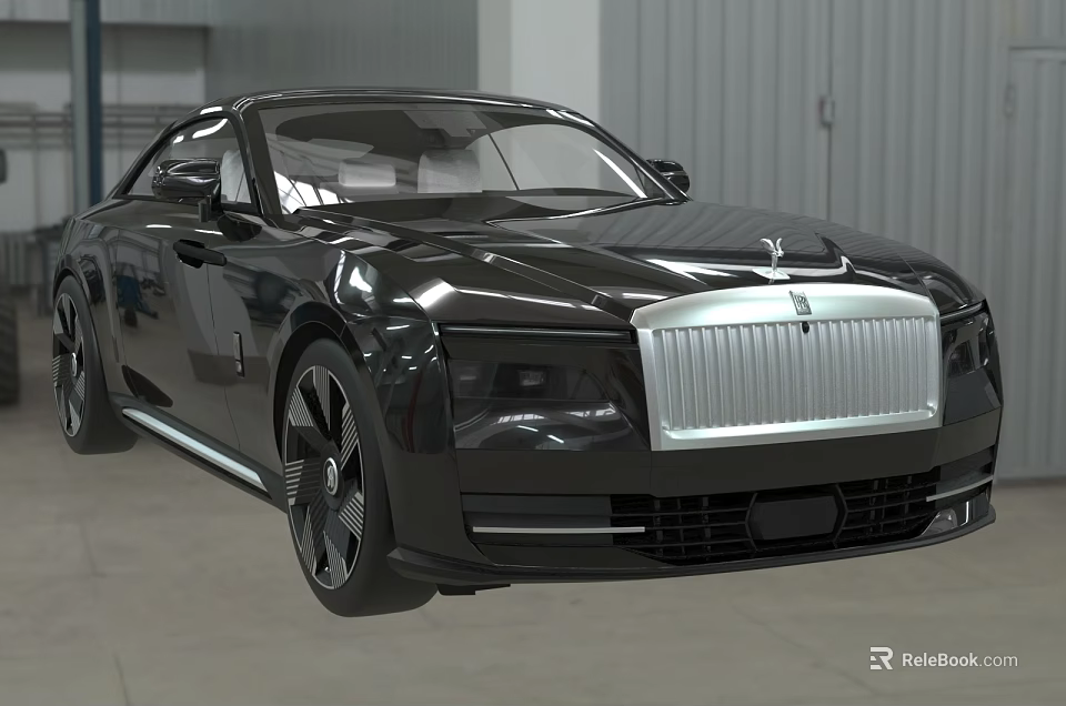 Luxury Black Rolls Royce Sedan With Sleek Design Chrome Grille And Alloy Wheels 3d model 