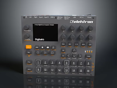 Elektron Digitakt Electronic Device With Control Knobs Buttons And Display Screen 3d model