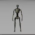 Futuristic Humanoid Robot Character Featuring Metallic Body Blue Eyes And Mechanical Limbs