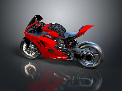 Modern Sleek Red Sport Motorcycle With Black Seat And Silver Wheels 3d model