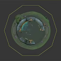 Cartoon Scene Of Round Platform With Blue Magical Pool Green Grass And Orange Vines