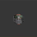 Red Top Green Mechanism Weapon With Metallic Handle And Cylindrical Body