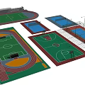 Football Field With Athletic Track Spectator Stands And Synthetic Grass Surface