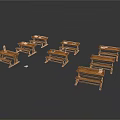Wooden Benches Arrangement In Architectural Interior With Classic Design Style
