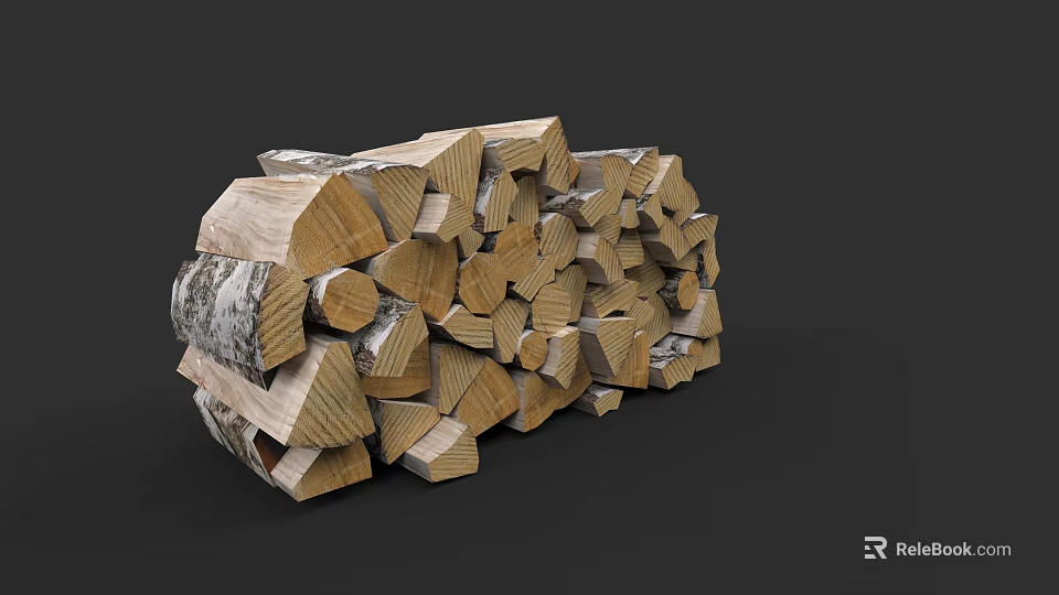 Natural Stacked Hardwood Logs For Home Heating And Fireplace Use 3d model 