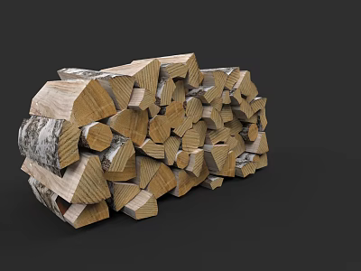 Natural Stacked Hardwood Logs For Home Heating And Fireplace Use 3d model