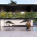 Modern Sales Office Building With Glass Curtain Wall Stone Facade And Landscaped Courtyard