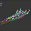 Detailed Battleship Model As Historical Water Transport With Turrets And Upper Structures