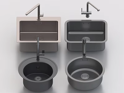 Modern Design Washbasins With Different Shapes And Faucets For Bathroom 3d model