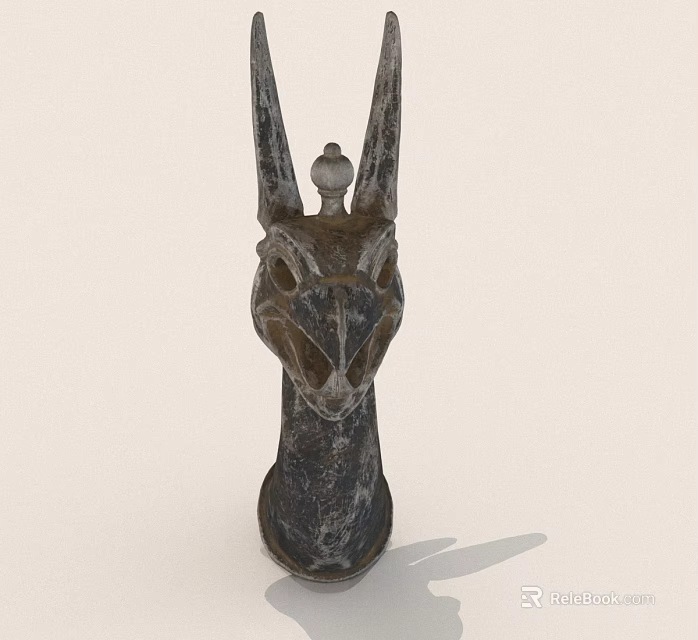 Ancient Egyptian Anubis Statue Head With Long Ears And Mythological Design 3d model 