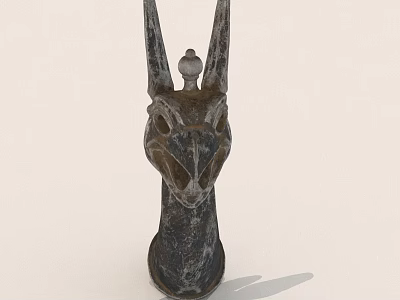 Ancient Egyptian Anubis Statue Head With Long Ears And Mythological Design 3d model
