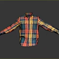 Colorful Plaid Long Sleeve Shirt With Red Yellow Blue Colors Casual Flat Lay