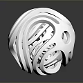 Silver Metallic Sphere With Interlaced Metal Strips Smooth Reflective Surface On Dark Background 3d model