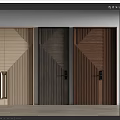 Modern Interior Flush Doors With Geometric Patterns Wooden Texture And Different Colors 3d model