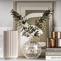 Modern Minimalist Decorative Ornaments Set With Ceramic Vases Metal Diffusers Glass Bowls And Potted Plants