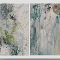 Square Artistic Abstract Patterned Carpet In Blue Green Tones For Modern Living Areas