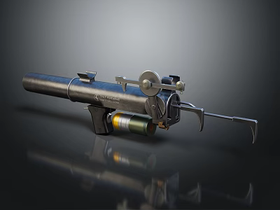 Military Tactical Weapon With Metallic Body Sight Mechanism And Ammunition Cylinder 3d model