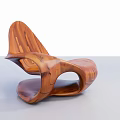Wooden Lounge Chair With Unique Curved Design And Natural Wood Grain