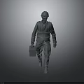 3D Model of Construction Worker in Hard Hat Carrying Toolbox While Walking 3d model