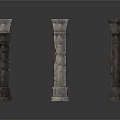 Multiple Decorative Stone Columns With Various Heights And Classical Design 3d model