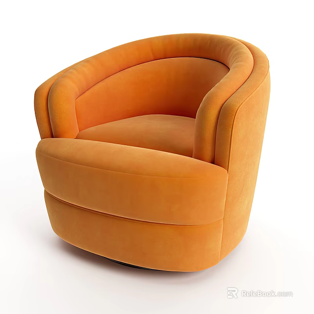 Modern Orange Single Sofa With Comfortable Curved Armrest And Stylish Design 3d model