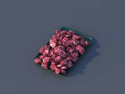 Fresh Red Flower Petals Arranged on Green Plate Against Gray Background 3d model