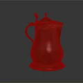 Vintage Copper Pitcher With Decorative Lid Handle And Reflective Surface On Dark Background 3d model