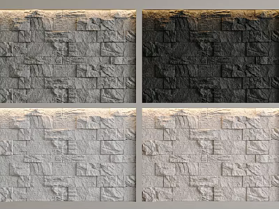 Different Stone Texture Wall Designs In Gray Black And Beige Tones 3d model
