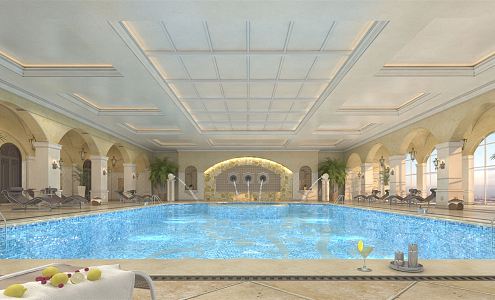 European swimming pool indoor swimming pool 3d model