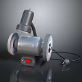Electric Bench Grinder With Two Grinding Wheels Gray Body Red Indicator Light Power Cord And Plug For Home Use