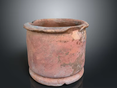 Traditional Clay Pot Sculpture With Vintage Design And Textured Surface Details 3d model