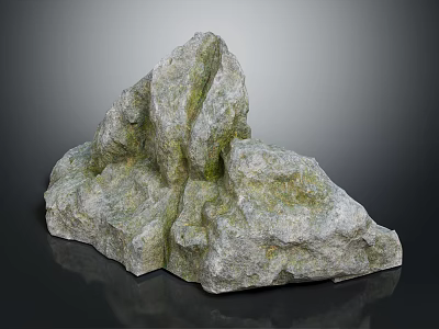 Natural Textured Stone With Irregular Shape And Mossy Surface Details 3d model