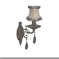 Elegant Classic Wall Sconce with Beige Lampshade Metal Base and Crystal Pendants