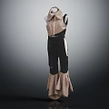 Stylish Black And Brown Jumpsuit With Flared Hem And Unique Collar Design